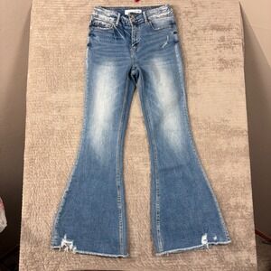 Bridge by GLY Ultra High Rise Super Flare Distressed Jeans BG5792R Size 28